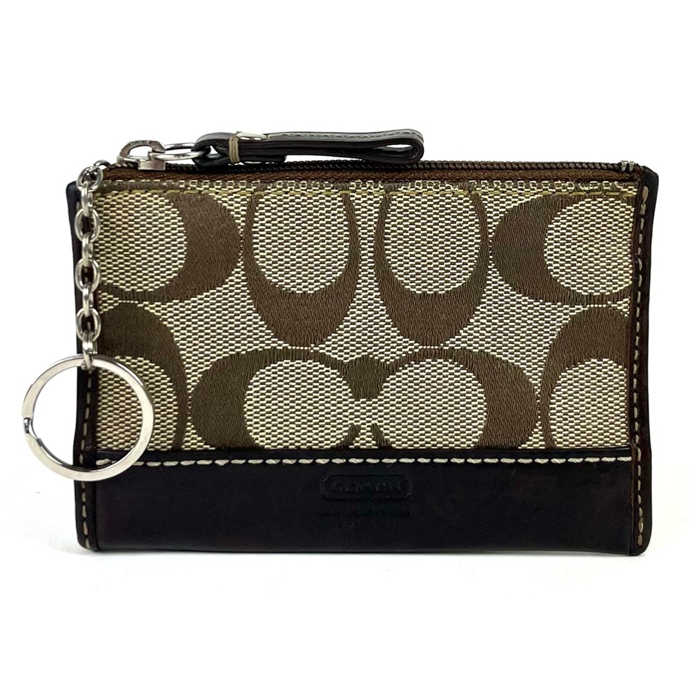Coach Signature Khaki Mini Skinny Key Holder